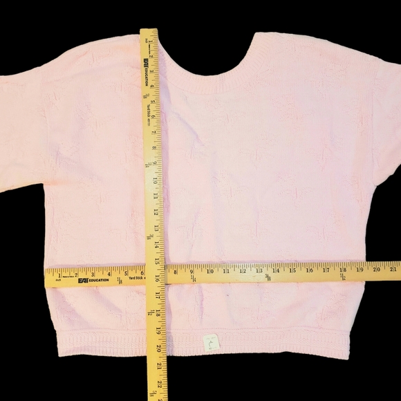 Vintage Objects D'Art Womens L Reversible Sweater Crop Oversized Knit Pink Top - Picture 11 of 15
